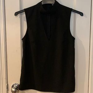 NUDE cut-out choker mock neck blouse